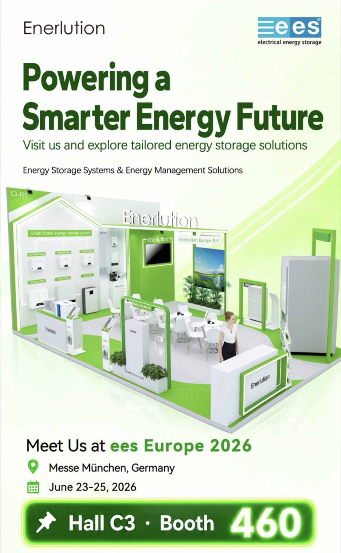 Aankondiging Enerlution op ees Europe 2026 in München, Hall C3 Booth 460